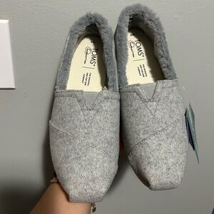 TOMS Light Gray Fleece-Lined Slip-Ons